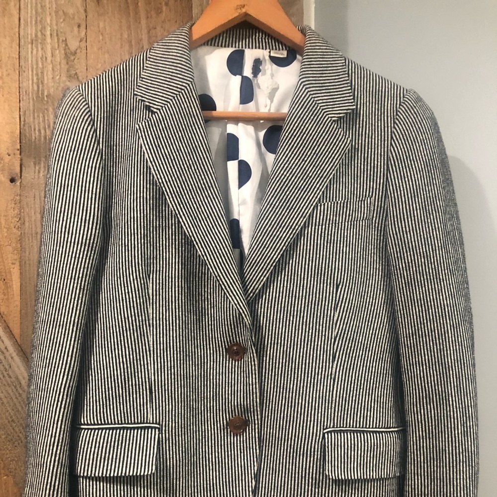 Kyliya black and white striped blazer vintage EUC